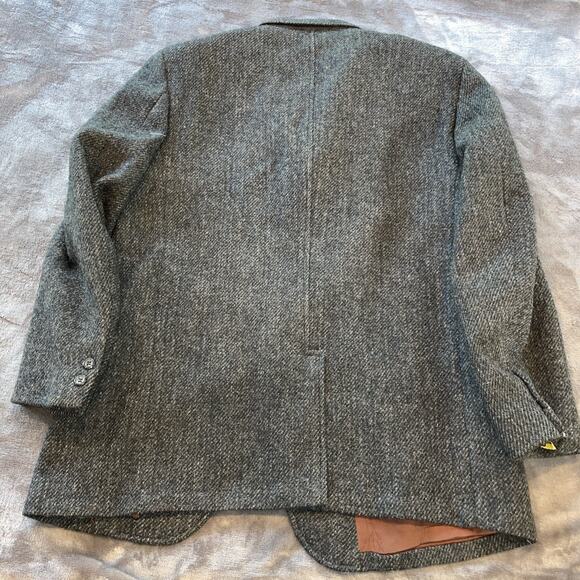 Vintage Harris Tweed Scottish Wool Mens Gray Blue Sports Jacket Anderson Little - Picture 11 of 12